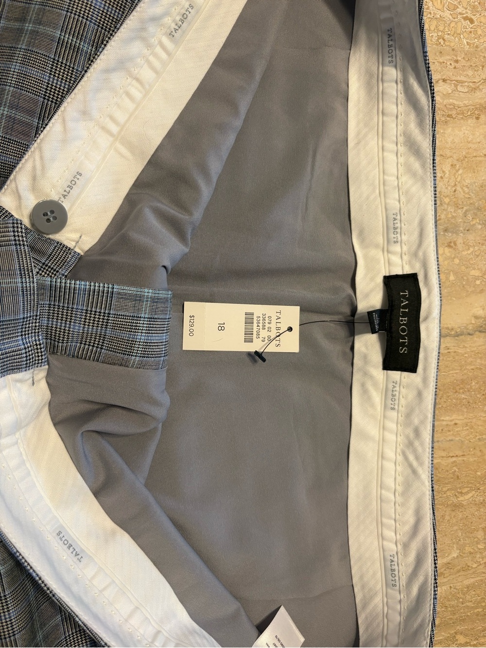 NWT Talbots Glen Plaid Ankle Dress Pants | Size 18 | Grey Blue Check Trousers - Picture 4 of 8